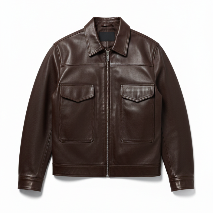 ASRI Genuine Leather Jacket - with Flap Pockets