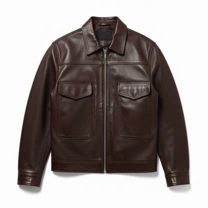 ASRI Genuine Leather Jacket - with Flap Pockets