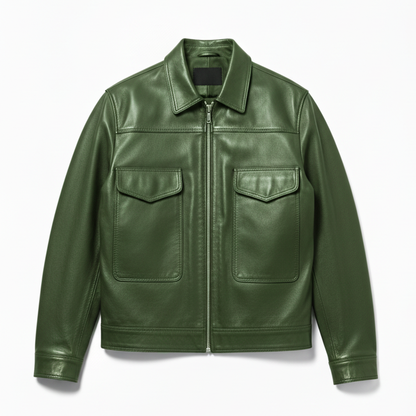 ASRI Genuine Leather Jacket - with Flap Pockets