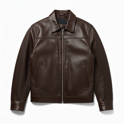 ASRI Genuine Leather Jacket - Clean Minimalist Design