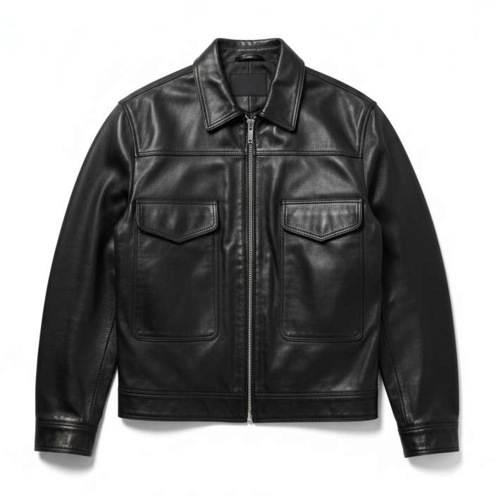 ASRI Genuine Leather Jacket - with Flap Pockets