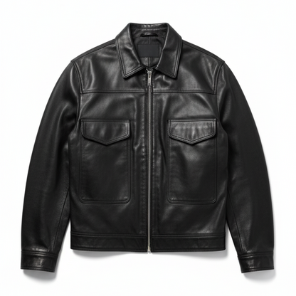 ASRI Genuine Leather Jacket - with Flap Pockets